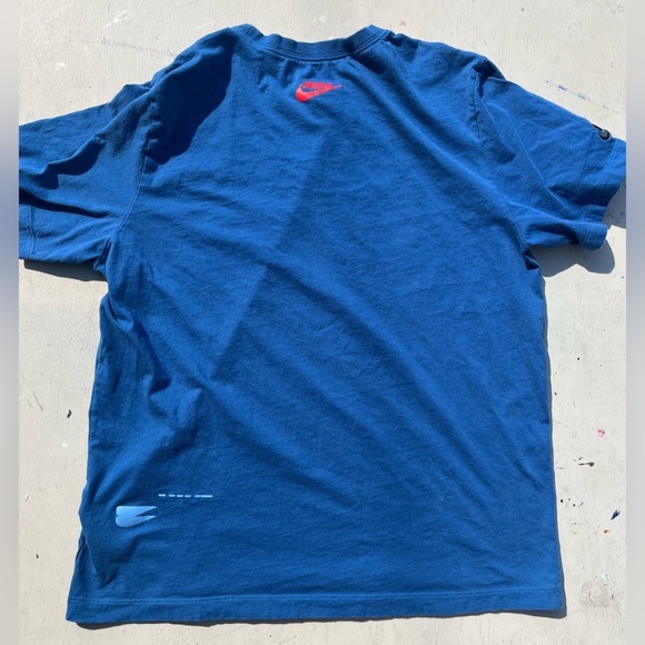 Men's Nike T-Shirt Blue All-Over Spell XL Swish Logo Streetwear City Sports - Picture 9 of 15